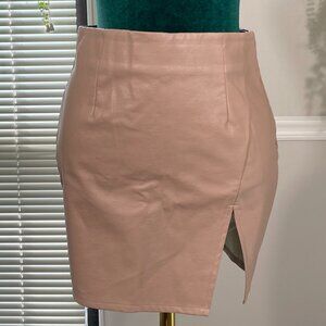 Superdown | Trinity Faux Leather Skirt in Nude